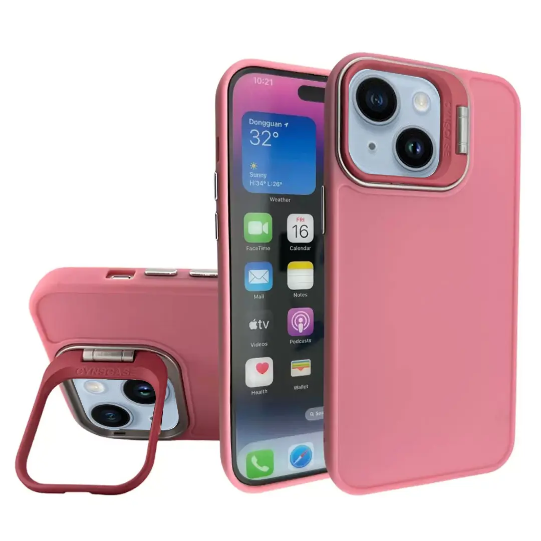 iPhone 15/iPhone 14/iPhone 13 Camera Stand Eco Case Pink